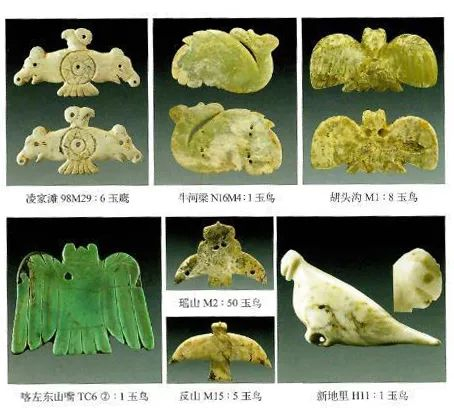 ▲凌家滩、红山、良渚玉鸟比较。（图片来源：吴卫红、刘越：《凌家滩：中华文明的先锋》）