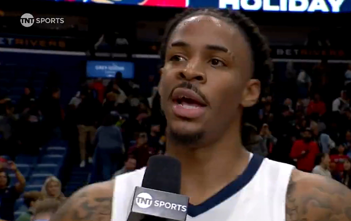 莫兰特绝杀后接受采访。对他来说，“复出”之路才刚刚开始。 视频截图