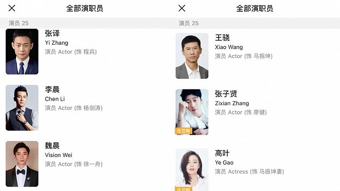 （《三大队》演职员表（图源：豆瓣）