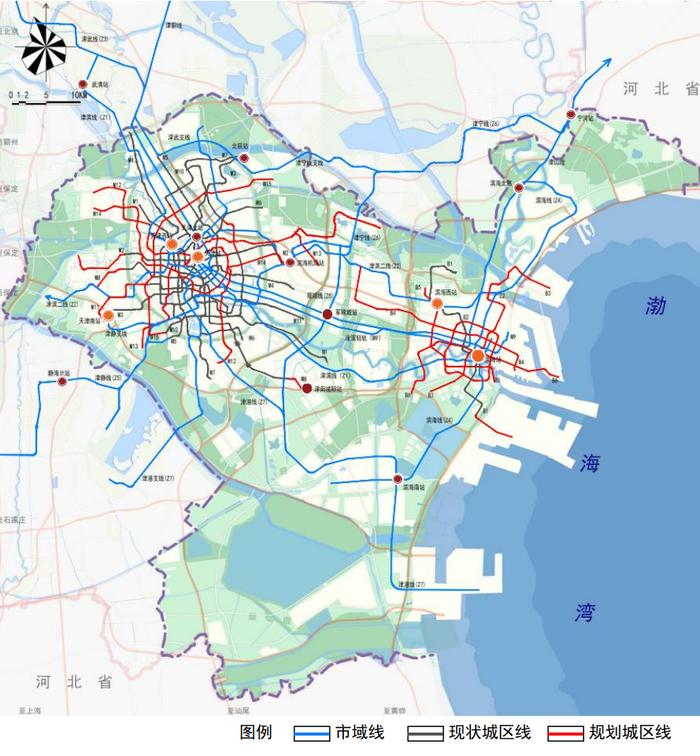 用地佈局等因素研究濱海新區線網,b6線規劃為濱海核心區東西向線路