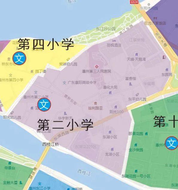 第二小學:塔仔湖路——縣倉背——黃家塘街——濱江東路——東平大道