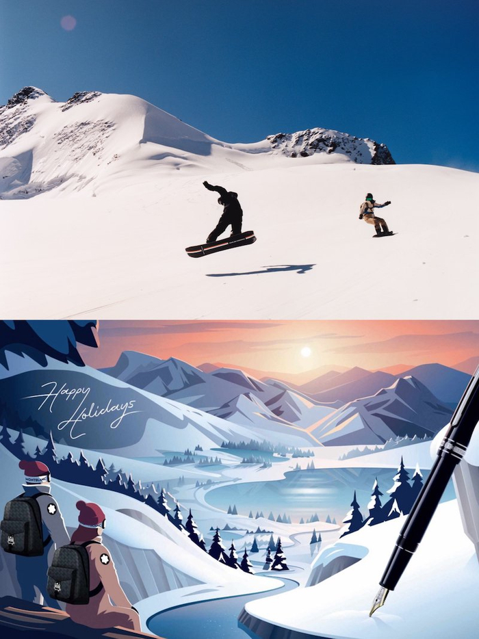 上图：盟可睐Moncler；下图：万宝龙