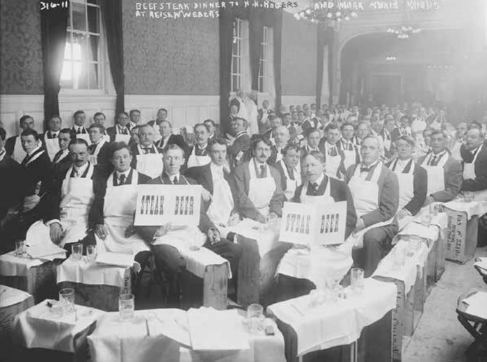 1908年某牛排晚宴照，美国国会图书馆收藏。