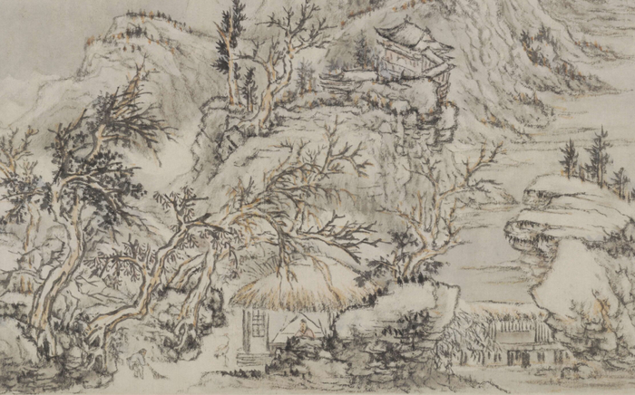 清 髡残《山水四景之冬》（局部）