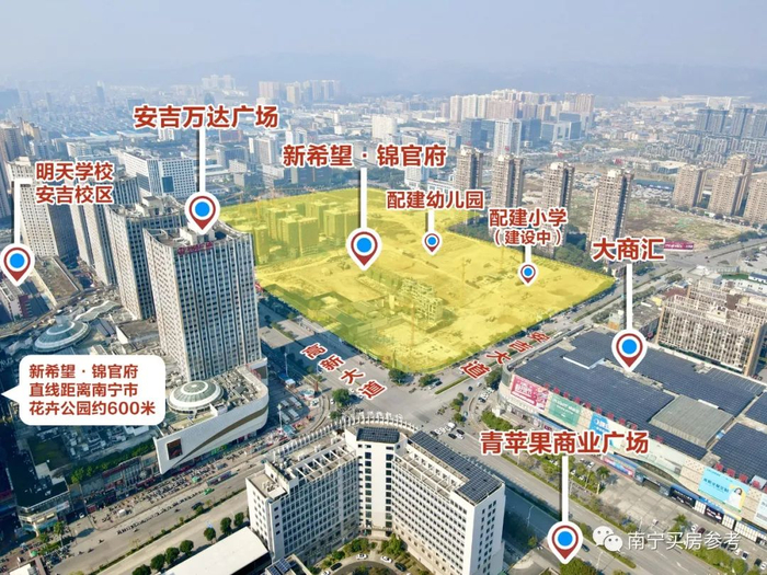 ▲新希望·锦官府位置及周边配套一览（南宁晚报 覃祖稳/摄）