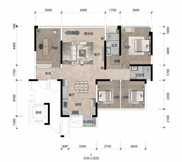 ▲128㎡户型图。