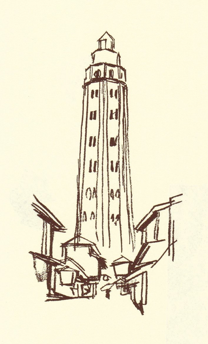 《从小巷深处看十二阶》，竹久梦二，1911年1月