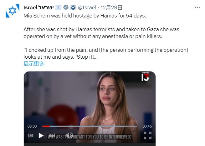 截图自以色列政府官方X账号