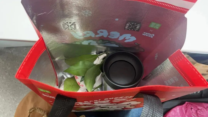 通勤奶茶袋里面装了水杯和水果 受访者提供