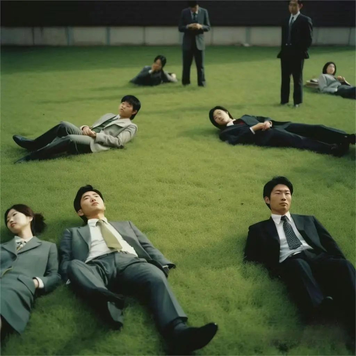 图：midjourney作画效果《躺平的上班族》