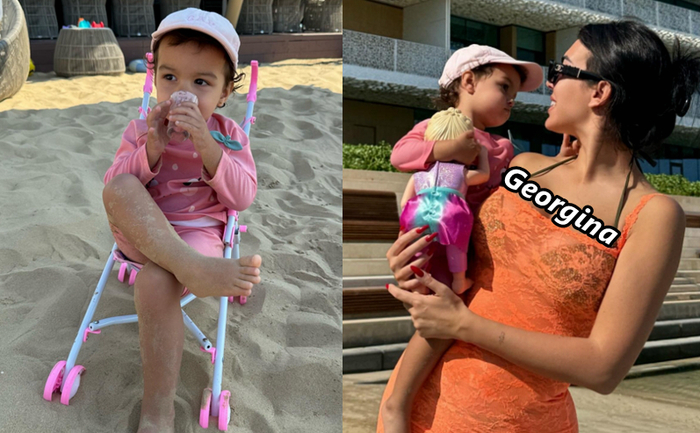 c罗迪拜度假,乔治娜抱女儿好温馨!