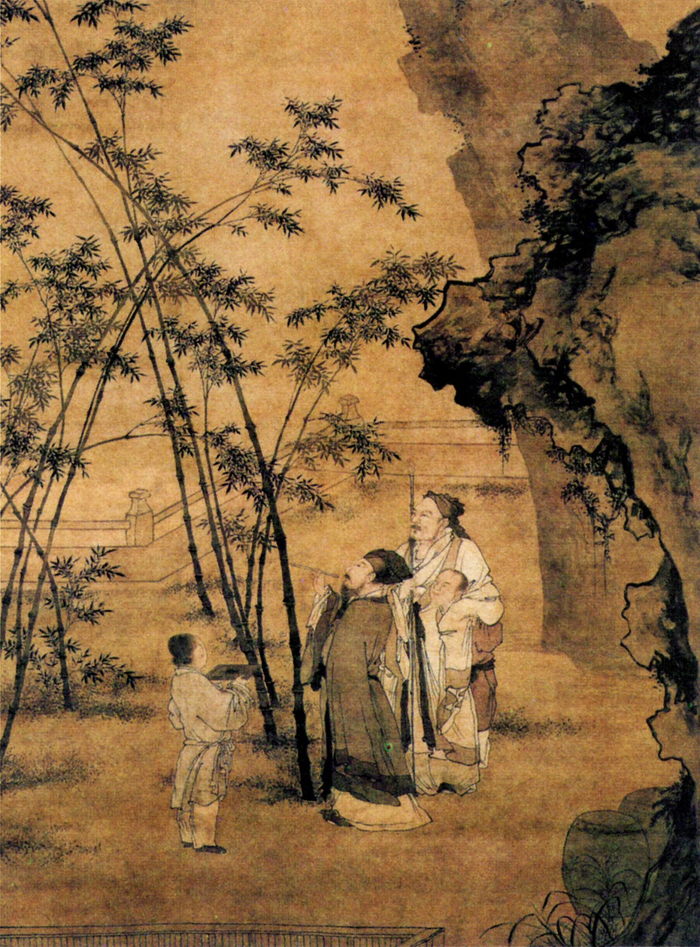 《题竹图》，明代杜堇绘，描绘的是“东坡题竹”的故事