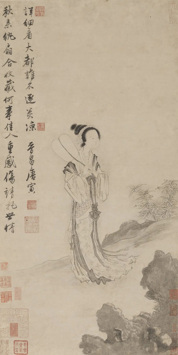 秋风纨扇图轴  明 唐寅（1470-1523） 上海博物馆藏