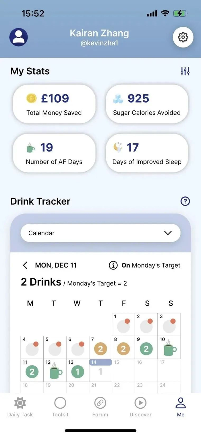 Reframe 的个人信息页面｜图片来源：Reframe
