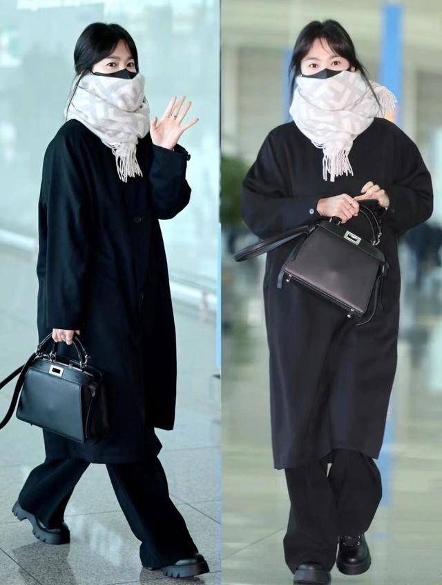 161的宋慧乔又带火了一种新穿法长款大衣阔腿裤显高又洋气