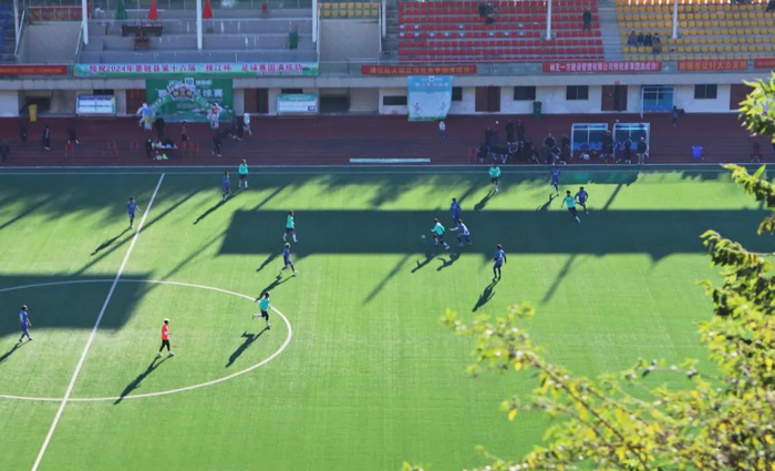 “雅江杯”足球赛正在进行中。记者 关明辉 摄