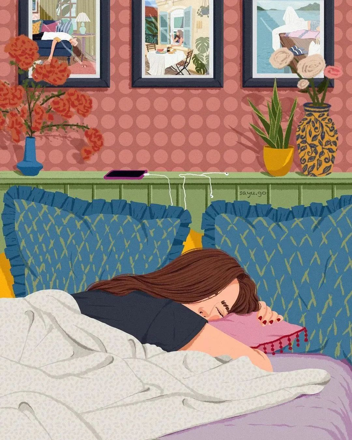 好惬意,是我爱的躺平生活|有艺思|插画|卢贝尔|情感_新浪新闻