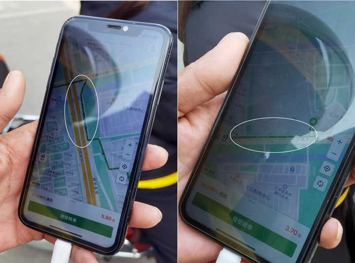上午10时一过，陈阳阳接连抢到了两单，他点开软件界面向记者展示，竟均包含了逆行的路线。