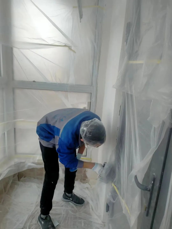 阳台防水施工中