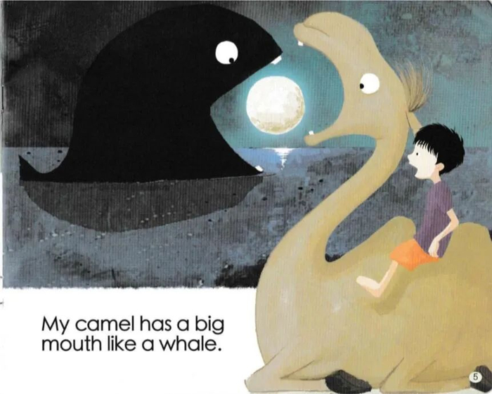 my camel has a long neck like a giraffe.我想他时,他就在我身边.