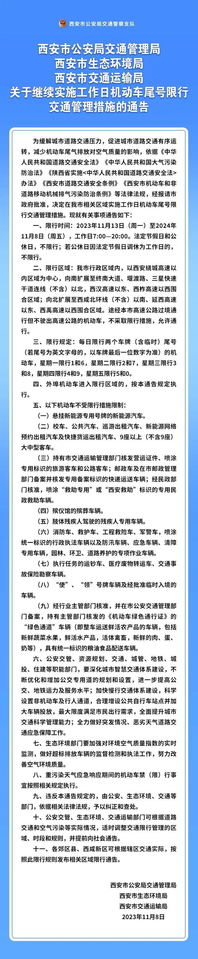 西安交警發佈|關於2024年1月19日機動車尾號限行的|車