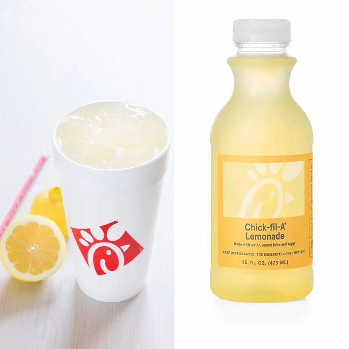 杯装和瓶装柠檬水；图片来源：Chick-fil-A
