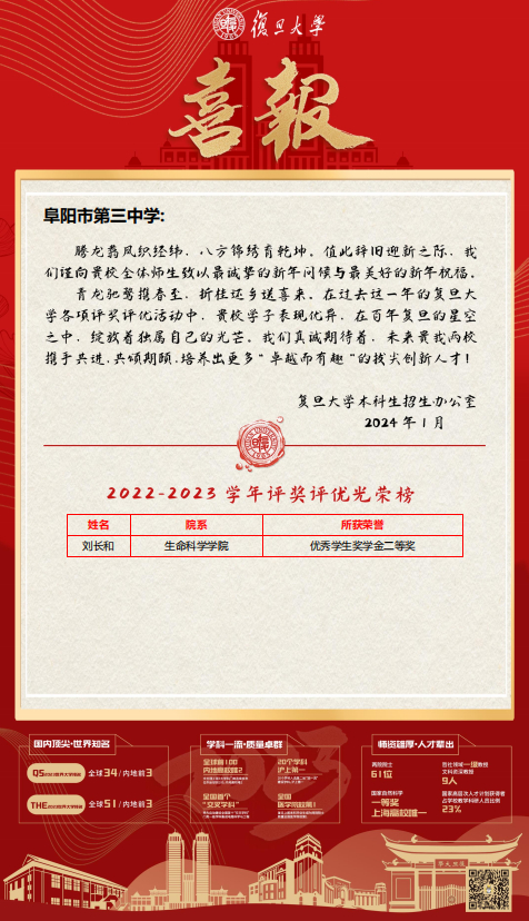 阜阳三中,喜报!