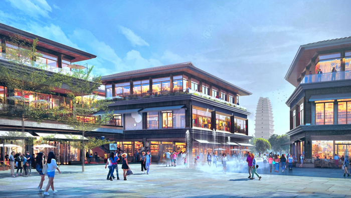 中心广场向西望小雁塔