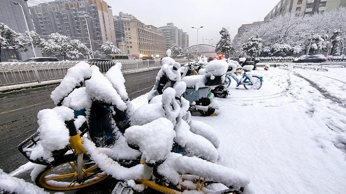 1月22日,长沙大雪纷飞,积雪最深处达10厘米视觉中国 图