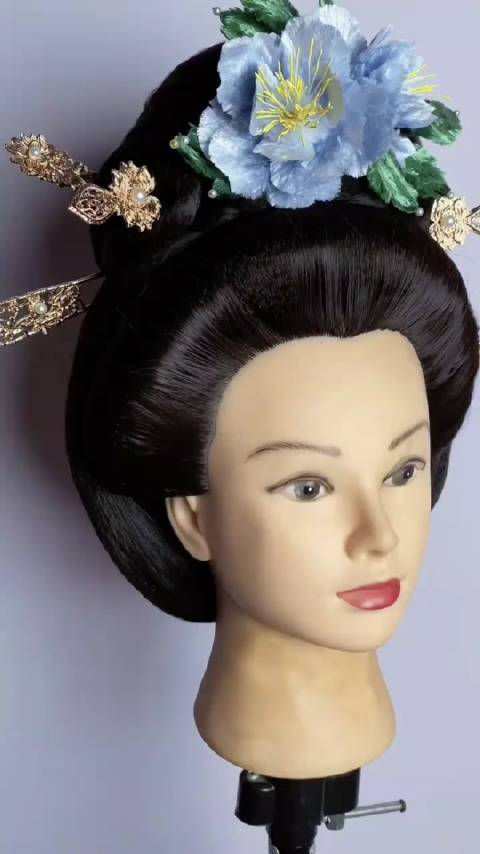 唐朝高髻梳妆发型教程,喜欢汉服古风的小姐妹看过来!