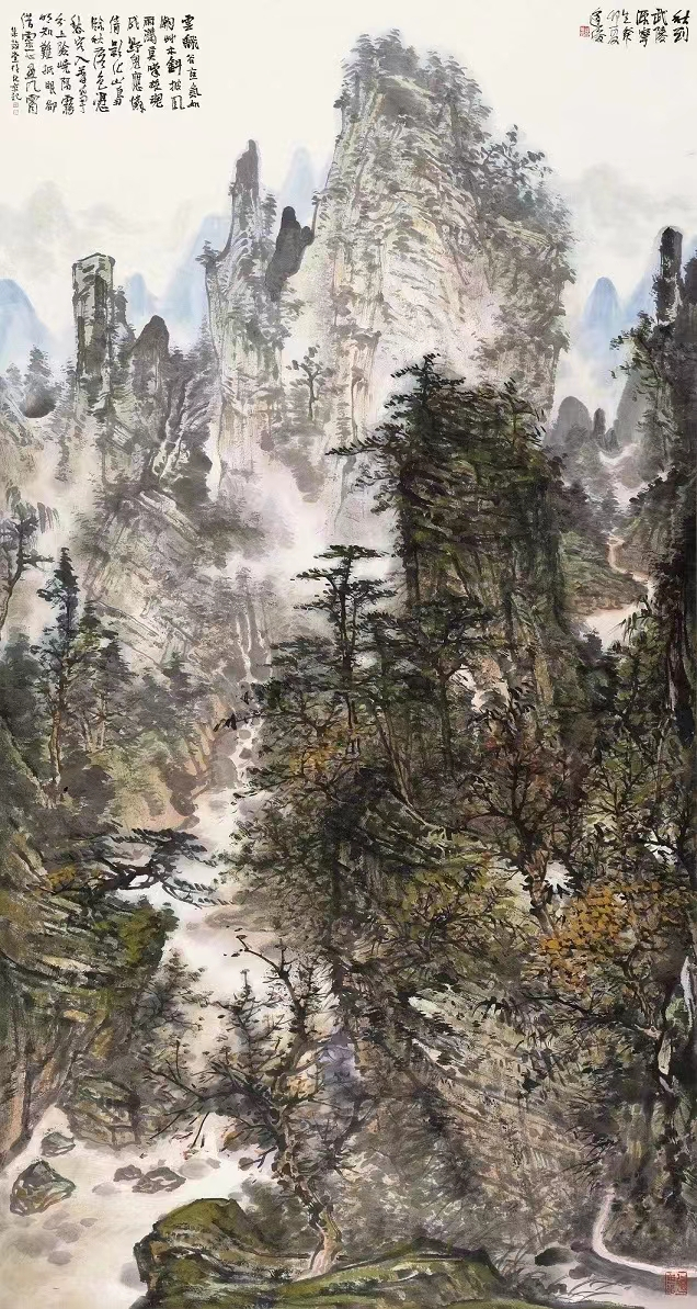 周逢俊山水画及书法自题诗欣赏|山水画|诗词|安徽省_新浪新闻