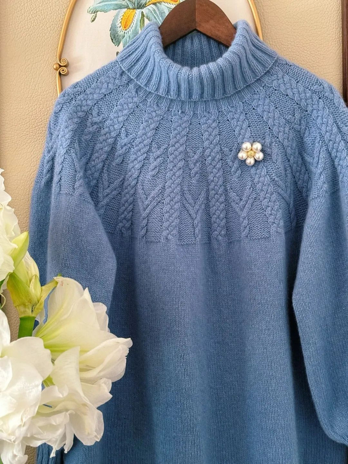 未央,保暖复古的云貂高领圆肩育克毛衣(附图解)|貂|张金兰|编织人生