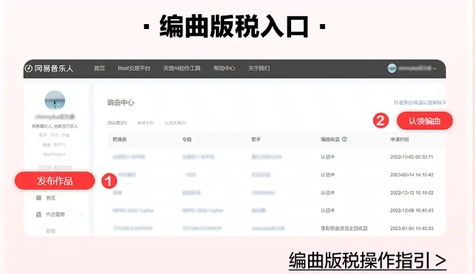 （网易云音乐“编曲人自由版税”项目截图）