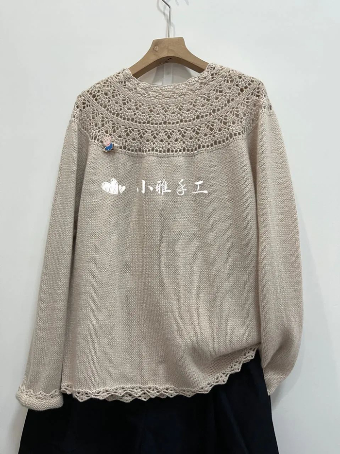 葱白,精致又实穿的钩织结合女士毛衣(附图解)|袖子|葱花|花边_新浪