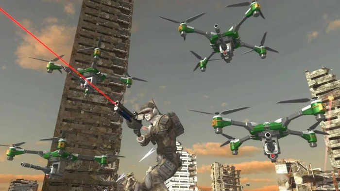 《地球防卫军6》中呼叫无人机作战的空袭兵