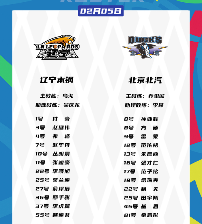 cba辽篮vs北京男篮名单出炉郭艾伦张镇麟伤停杨鸣场边亮相