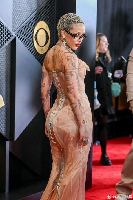 豆荚猫doja cat亮相第66届穿了一条dilara findikog