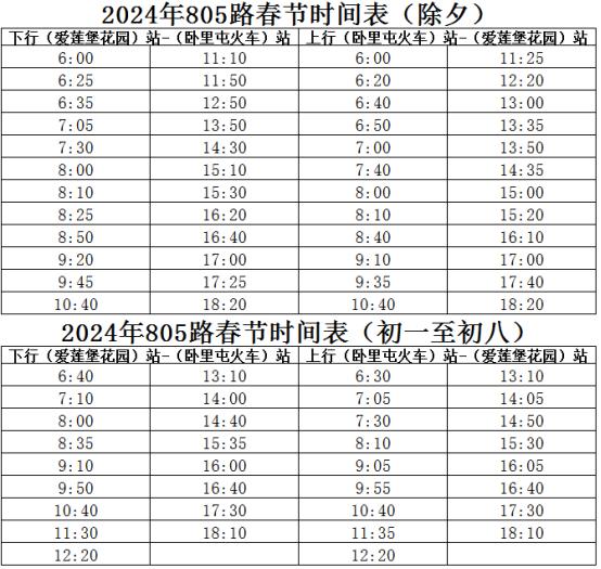 春節期間公交運營時間