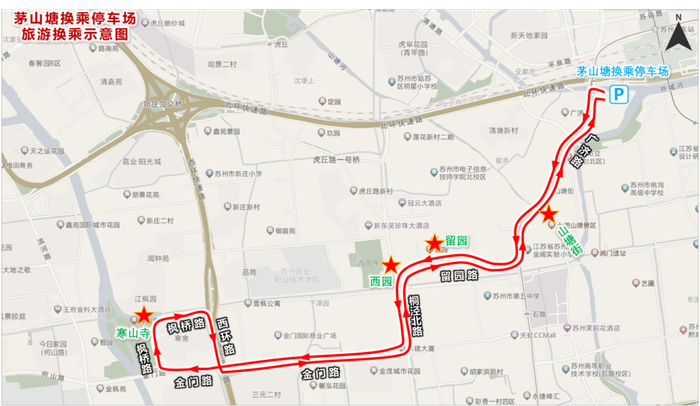茅山塘换乘停车场循环线路示意图