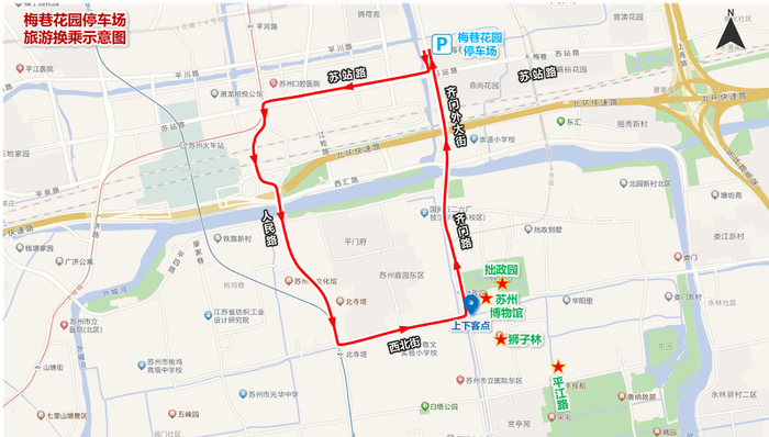 梅巷花园停车场循环线路示意图