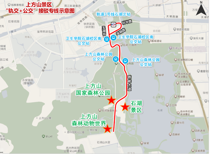上方山景区“轨交+公交”接驳专线示意图