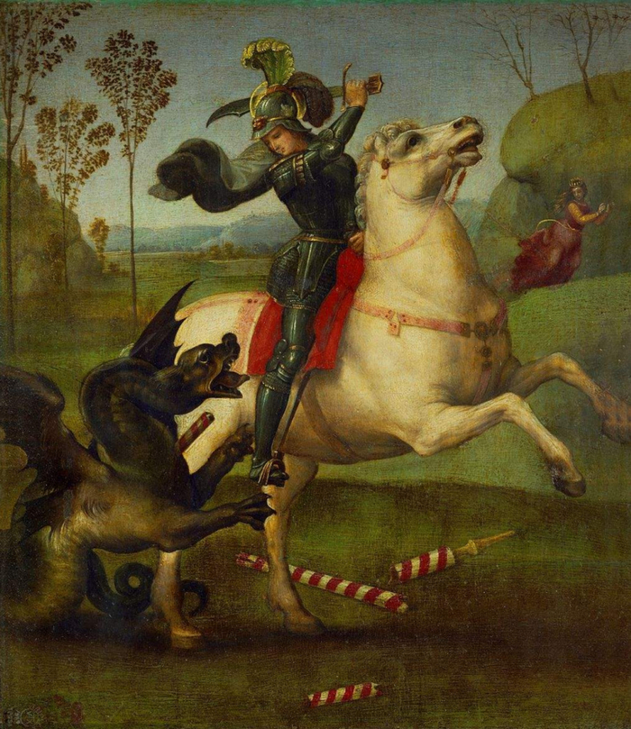 油画《圣乔治与龙》 作者拉斐尔