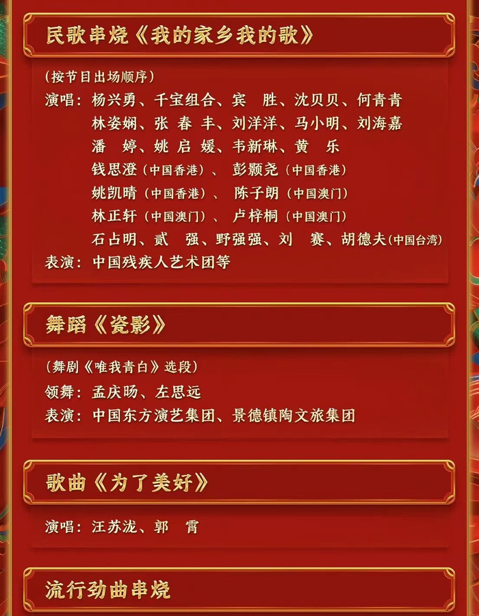 2024央视春晚节目单发布|央视春晚|吉祥|春节联欢晚会_新浪新闻