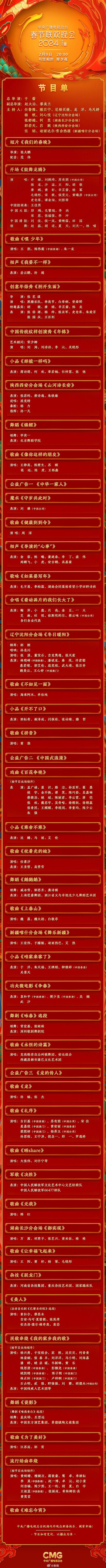 先睹为快中央广播电视总台春晚节目单来了