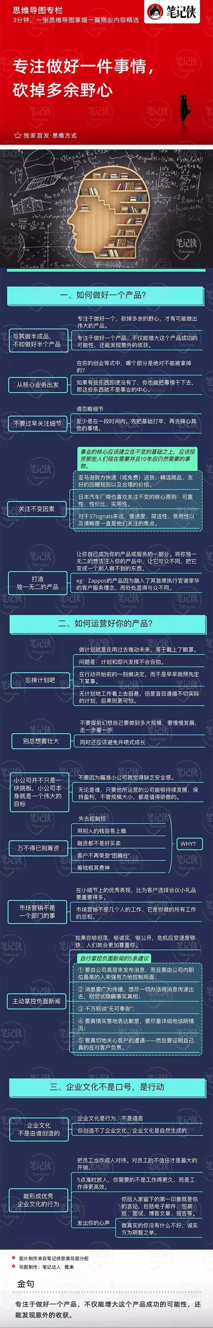 思维导图专注做好一件事砍掉多余野心