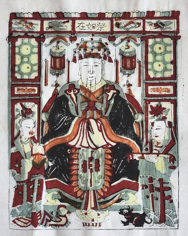 图19 灶王，纵29厘米，横23厘米，邰立平作