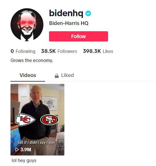 拜登在tiktok上开了账号,头像"亮了"|拜登|tiktok