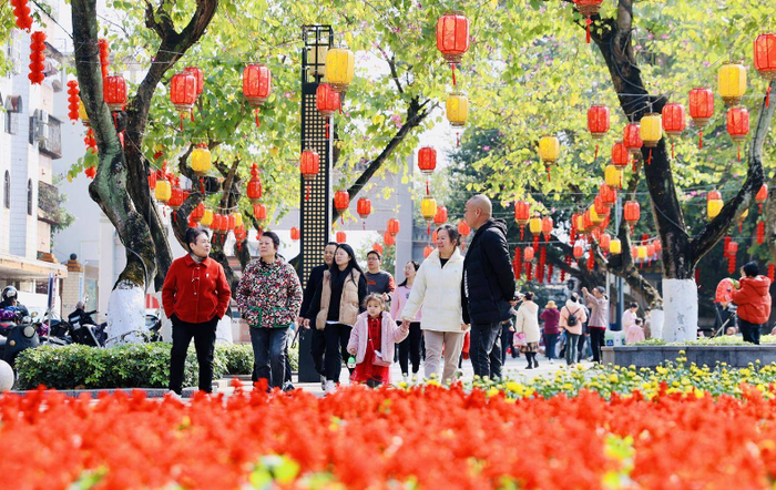 2月10日，钦州市天气晴朗，市民在中山公园内游玩。邹财麟 摄