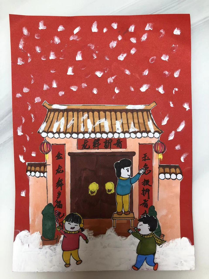 宝贝眼中的年味儿|贴春联,放鞭炮,萌娃画笔下的春节真热闹|贴春联