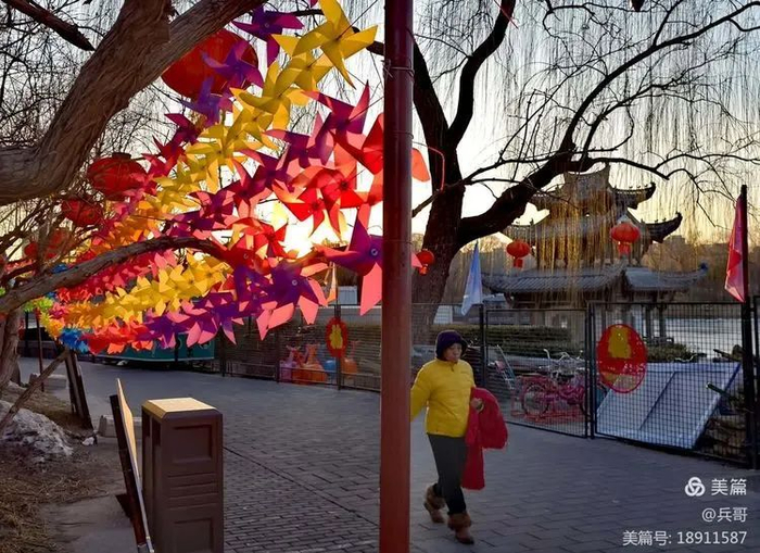 2月7日腊月二十八,傍晚路过北京陶然亭公园,公园已准备好新春迎接